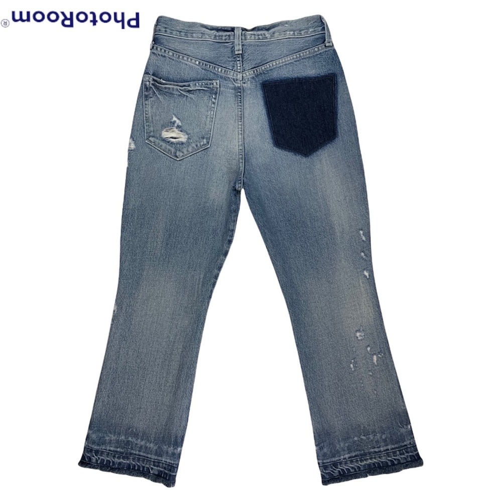 AYR The Styx Wolfpack Button-Fly Straight Leg High Rise Distressed Crop Jeans - Picture 3 of 12